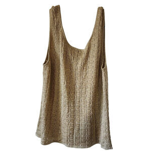 Vintage Cache Womens Medium Y2K Gold Metallic Knit Tank Top Cableknit Evening